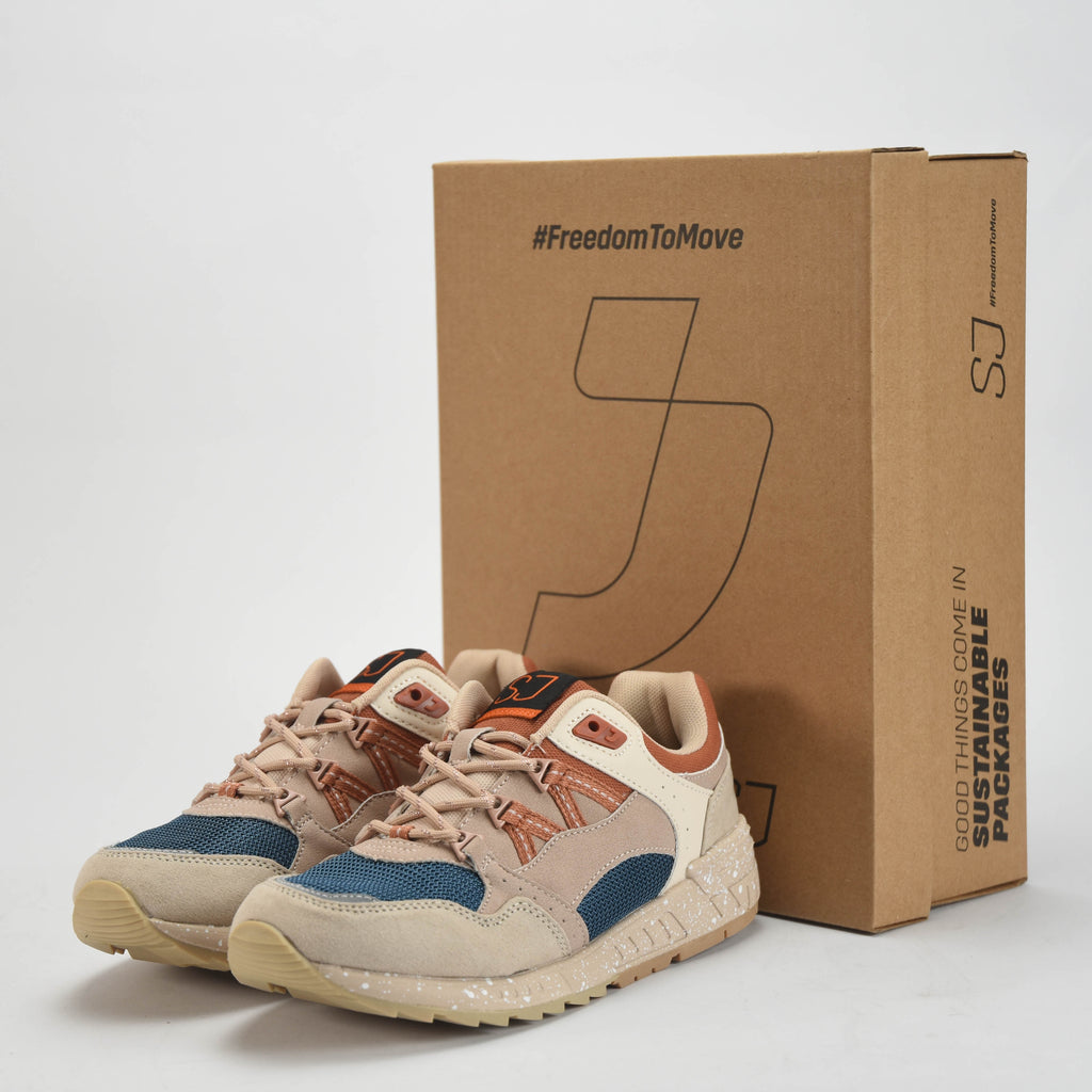 Baskets rétro SJ FreedomToMove – Sable & Bleu Océan